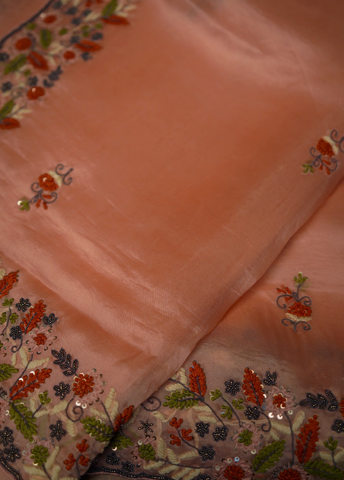Pink Pure Organza Saree With Blouse Piece