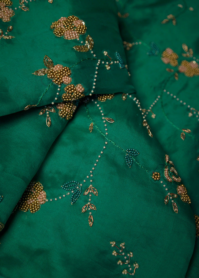 Green Pure Organza Saree With Blouse Piece