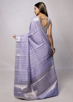 Purple Handloom Dupion Pure Silk Saree With Blouse Piece