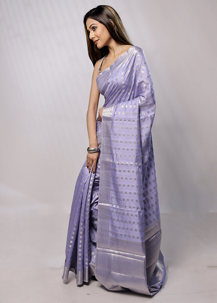 Purple Handloom Dupion Pure Silk Saree With Blouse Piece