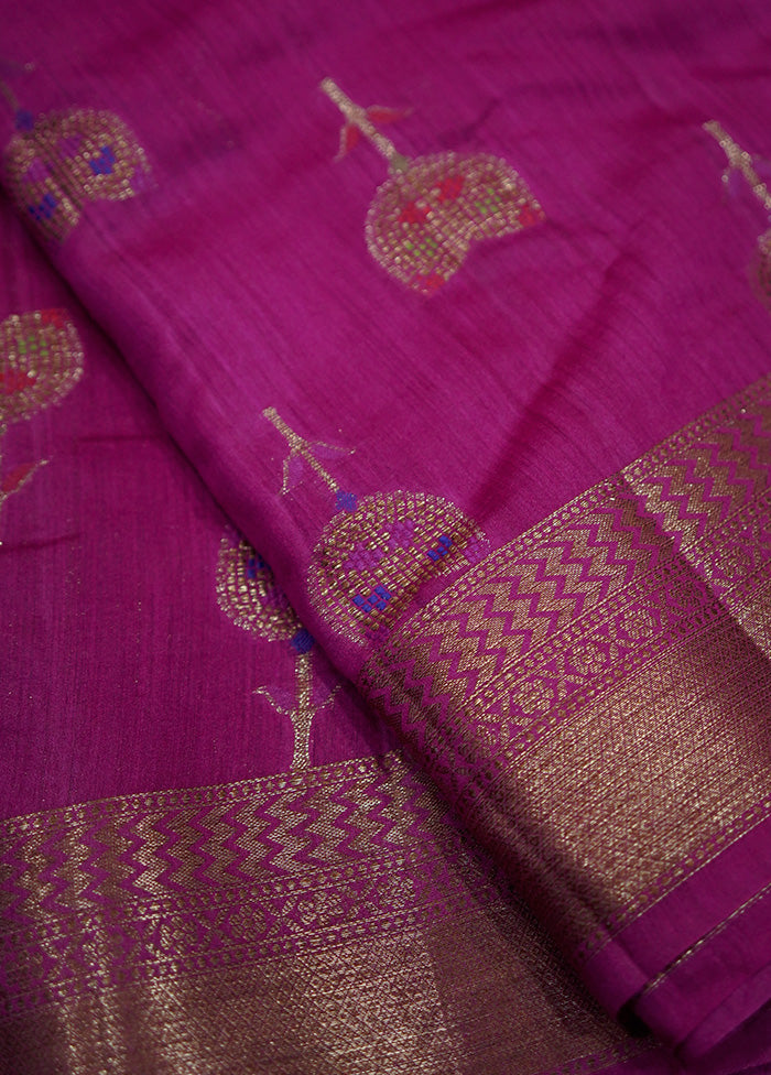 Pink Dupion Pure Silk Saree With Blouse Piece