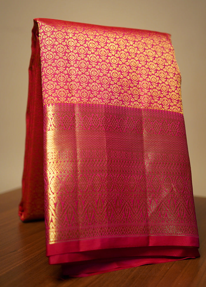 Red Kanchipuram Pure Silk Saree With Blouse Piece