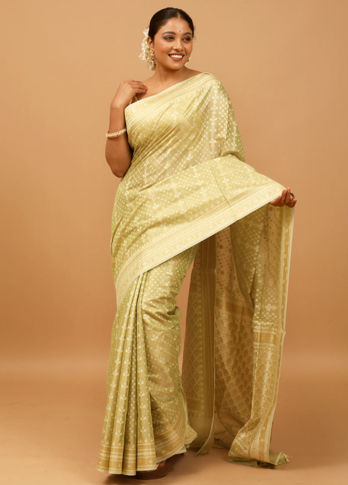 Green Tissue Silk Saree With Blouse Piece