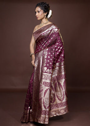 Purple Dupion Silk Saree With Blouse Piece