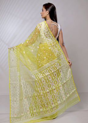 Yellow Pure Tant Jamdani Saree Without Blouse Piece