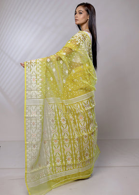 Yellow Pure Tant Jamdani Saree Without Blouse Piece