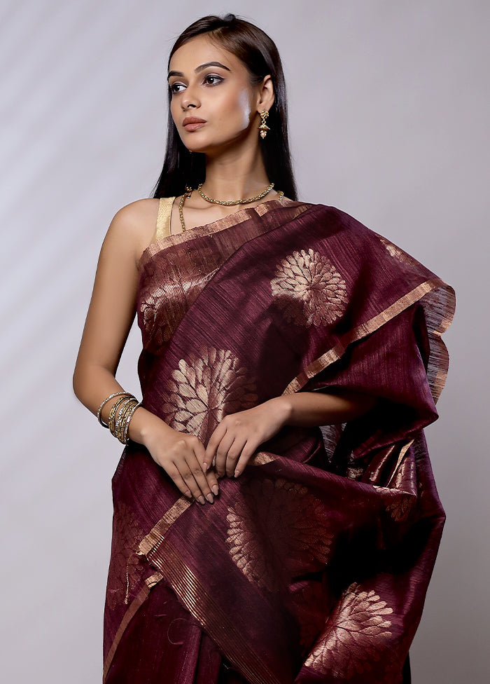 Purple Handloom Matka Pure Silk Saree With Blouse Piece - Indian Silk House Agencies