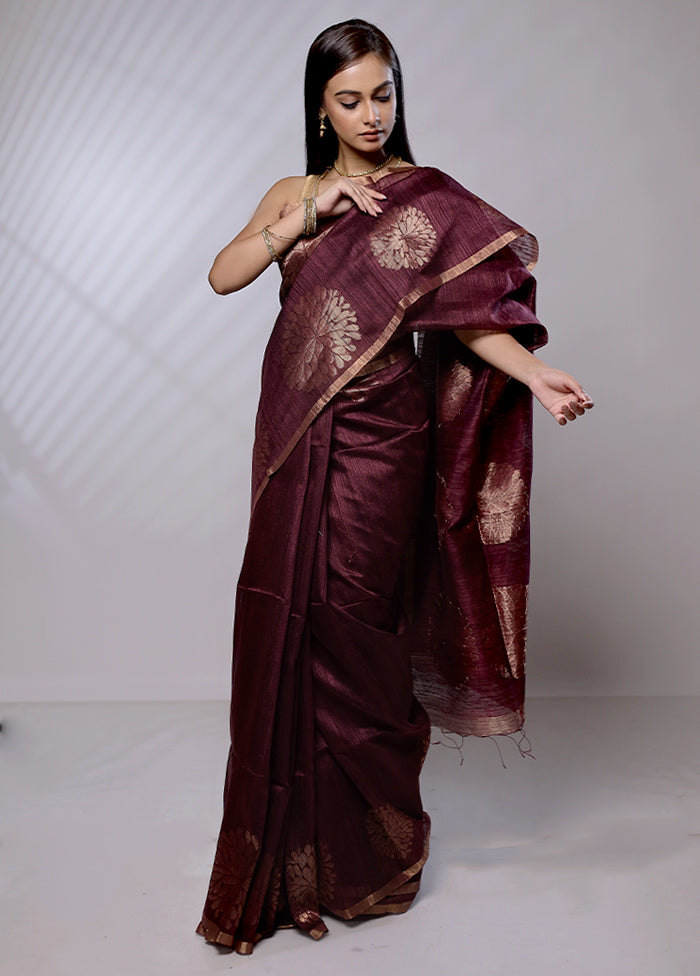 Purple Handloom Matka Pure Silk Saree With Blouse Piece - Indian Silk House Agencies