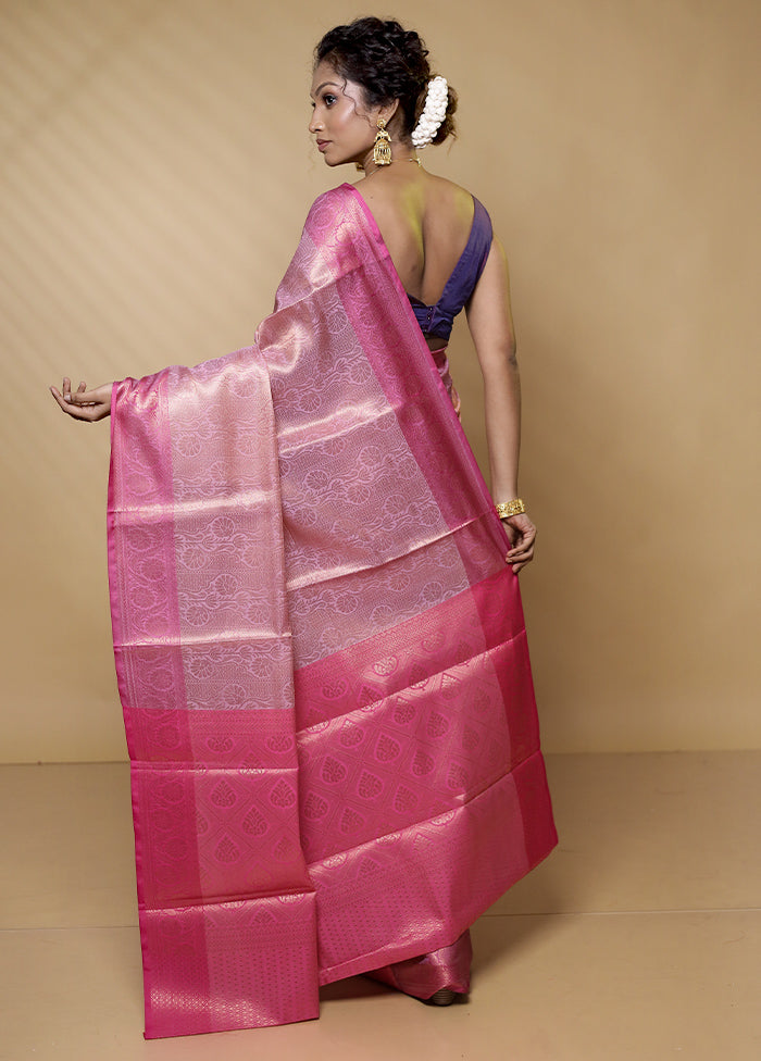 Pink Kora Silk Saree With Blouse Piece - Indian Silk House Agencies