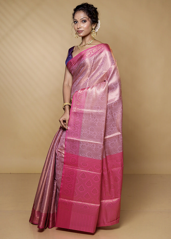 Pink Kora Silk Saree With Blouse Piece - Indian Silk House Agencies