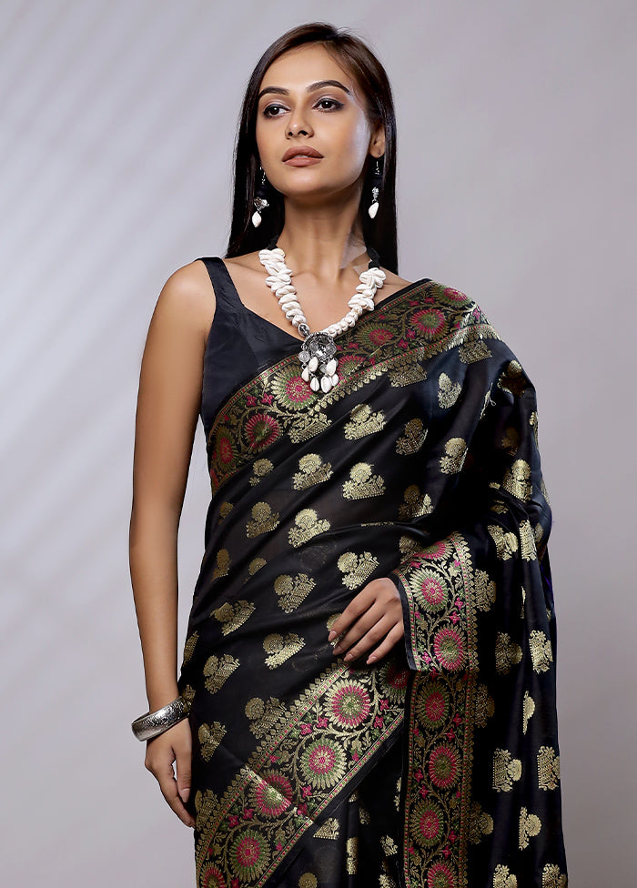 Black Cotton Saree With Blouse Piece