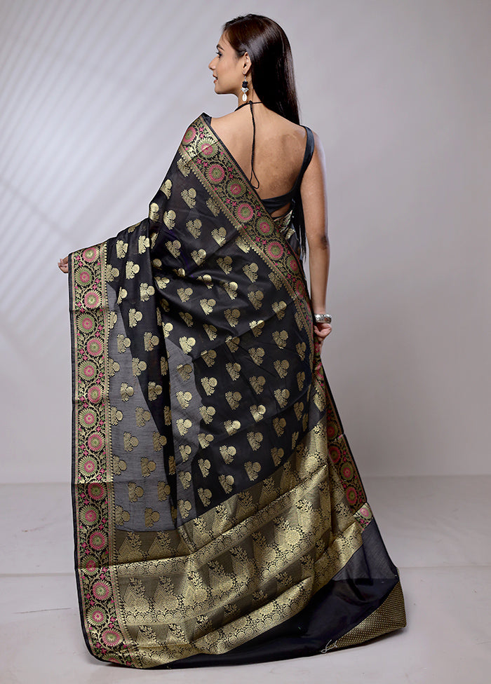 Black Cotton Saree With Blouse Piece