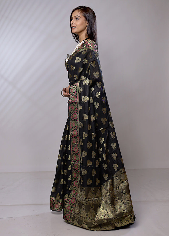 Black Cotton Saree With Blouse Piece