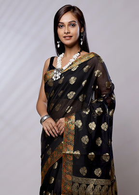 Black Cotton Saree With Blouse Piece