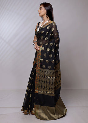 Black Cotton Saree With Blouse Piece