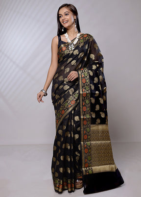 Black Cotton Saree With Blouse Piece