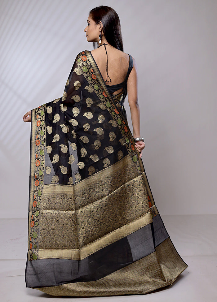 Black Cotton Saree With Blouse Piece