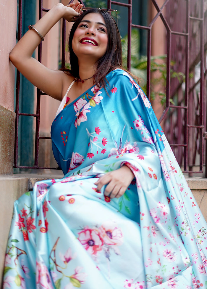 Blue Mysore Silk Saree Without Blouse Piece - Indian Silk House Agencies