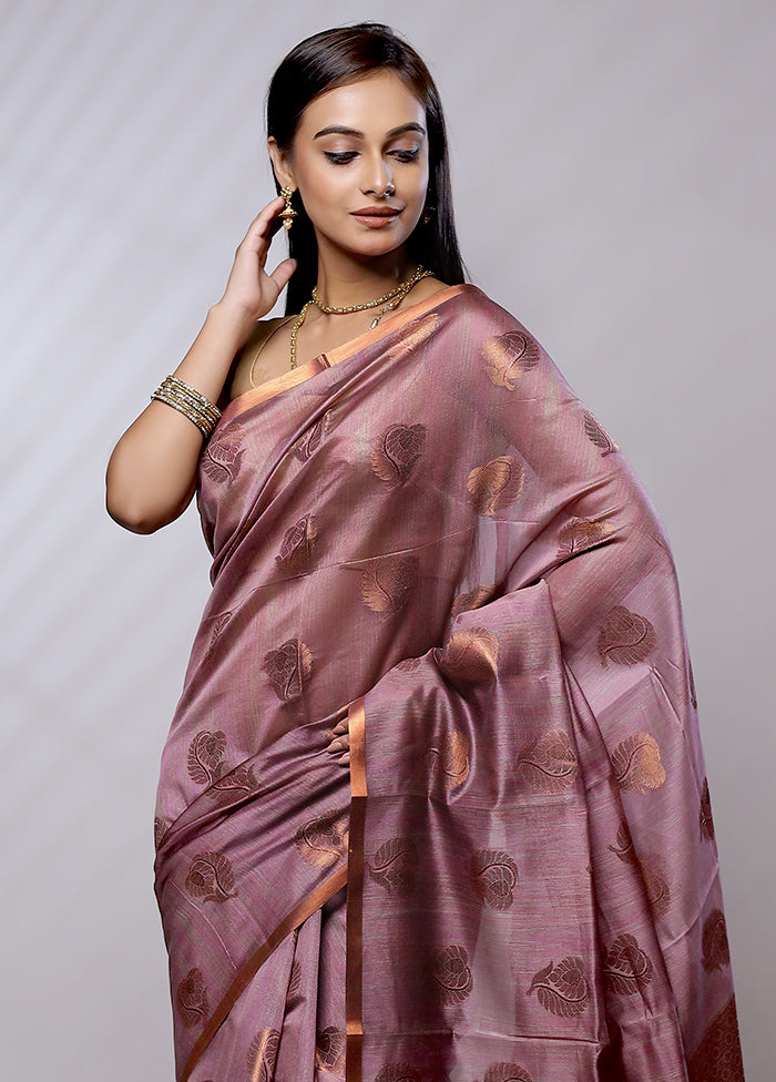 Purple Kora Silk Saree With Blouse Piece