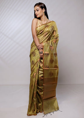 Green Kora Silk Saree With Blouse Piece - Indian Silk House Agencies