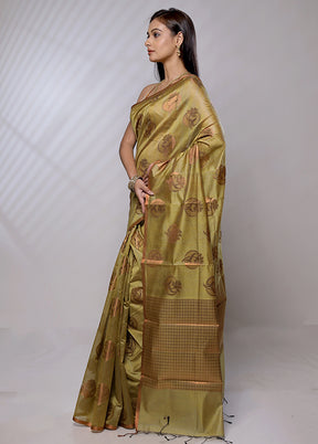 Green Kora Silk Saree With Blouse Piece - Indian Silk House Agencies