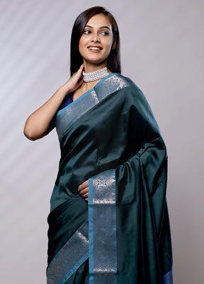 Green Katan Silk Saree With Blouse Piece - Indian Silk House Agencies