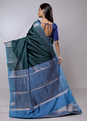 Green Katan Silk Saree With Blouse Piece - Indian Silk House Agencies