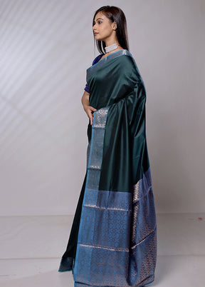 Green Katan Silk Saree With Blouse Piece - Indian Silk House Agencies