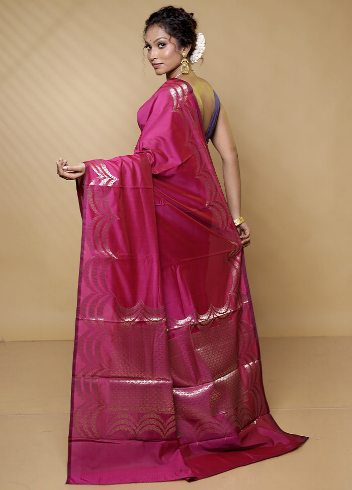 Purple Dupion Silk Saree With Blouse Piece