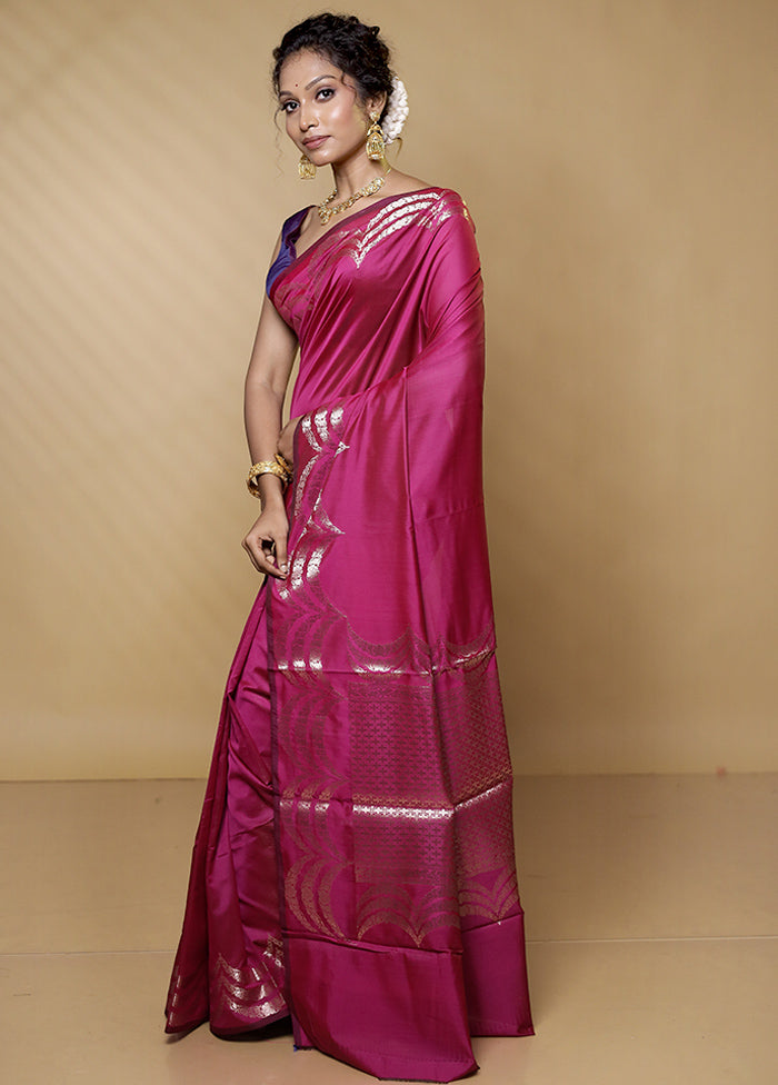 Purple Dupion Silk Saree With Blouse Piece