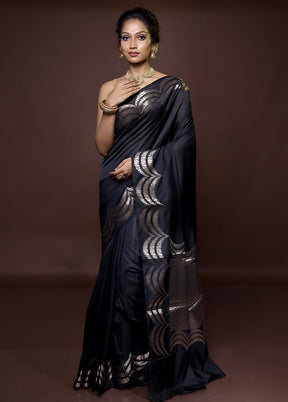 Black Dupion Silk Saree With Blouse Piece