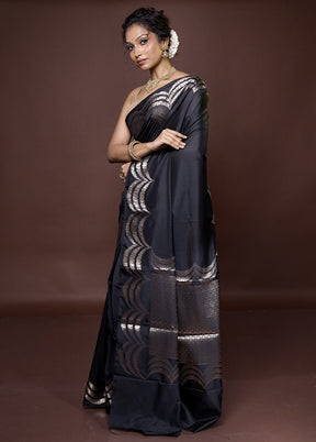 Black Dupion Silk Saree With Blouse Piece