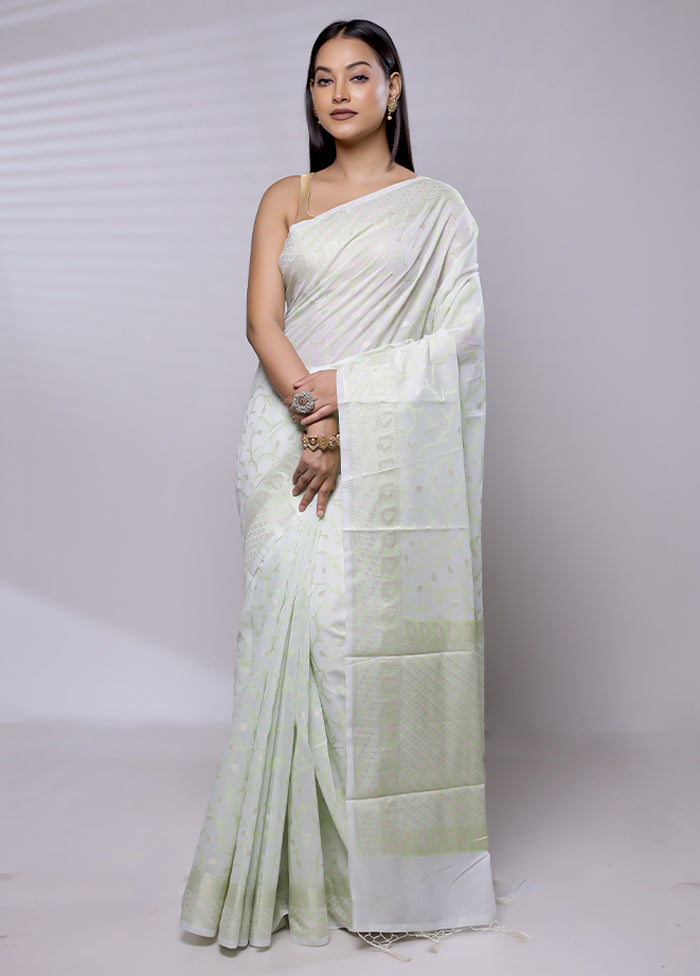 White Pure Cotton Saree With Blouse Piece