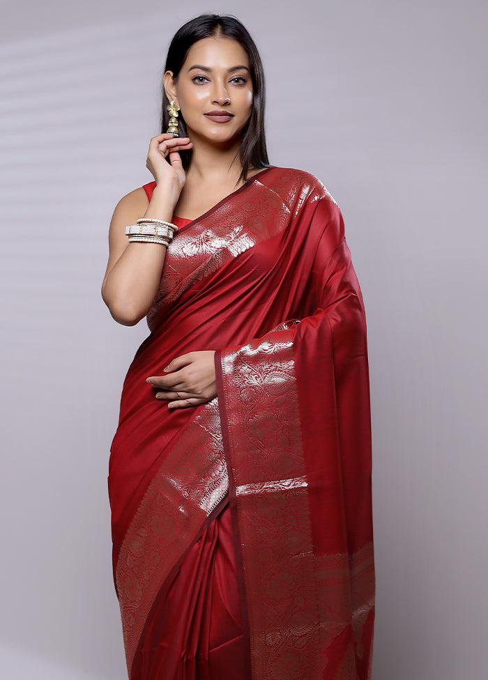 Red Cotton Saree With Blouse Piece