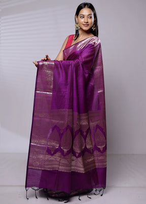 Purple Cotton Saree With Blouse Piece