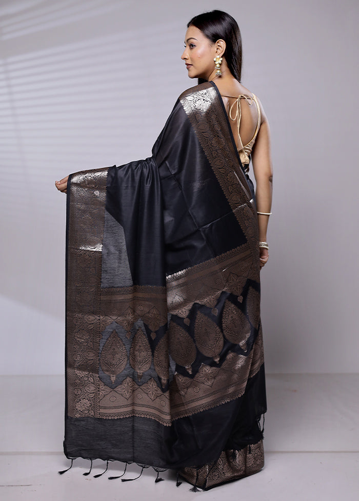 Black Cotton Saree With Blouse Piece