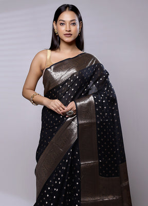 Black Cotton Saree With Blouse Piece