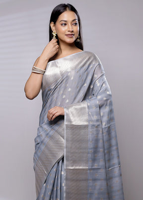 Grey Cotton Saree With Blouse Piece