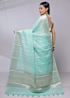 Green Cotton Saree With Blouse Piece