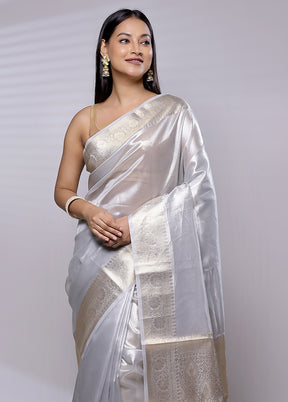 Silver Tissue Silk Saree With Blouse Piece