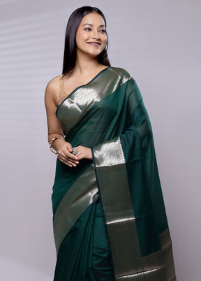 Green Cotton Saree With Blouse Piece - Indian Silk House Agencies