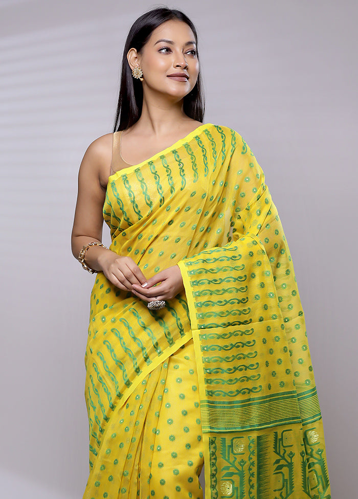 Yellow Tant Jamdani Saree Without Blouse Piece