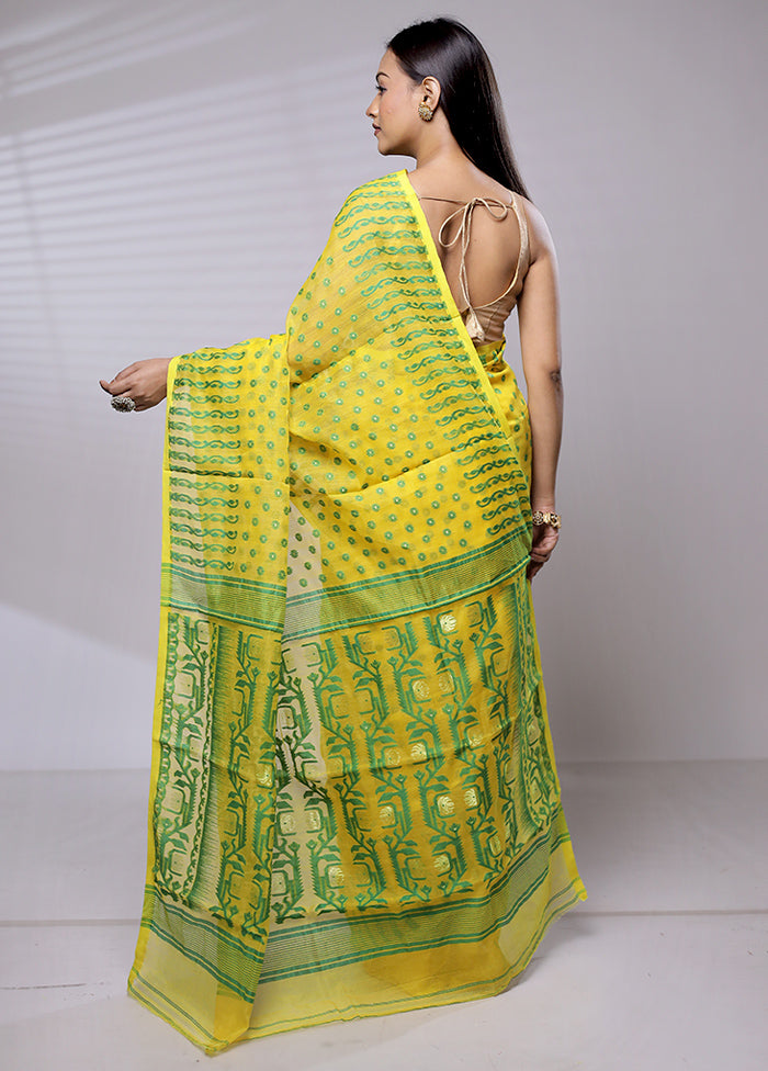 Yellow Tant Jamdani Saree Without Blouse Piece