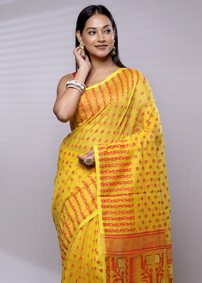 Yellow Tant Jamdani Saree Without Blouse Piece