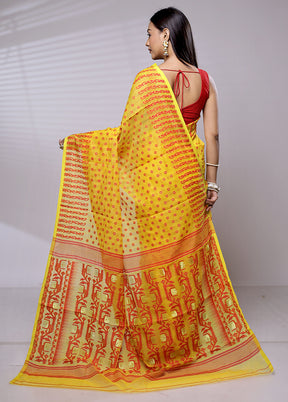 Yellow Tant Jamdani Saree Without Blouse Piece