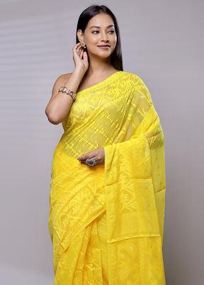 Yellow Tant Jamdani Saree Without Blouse Piece