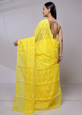 Yellow Tant Jamdani Saree Without Blouse Piece