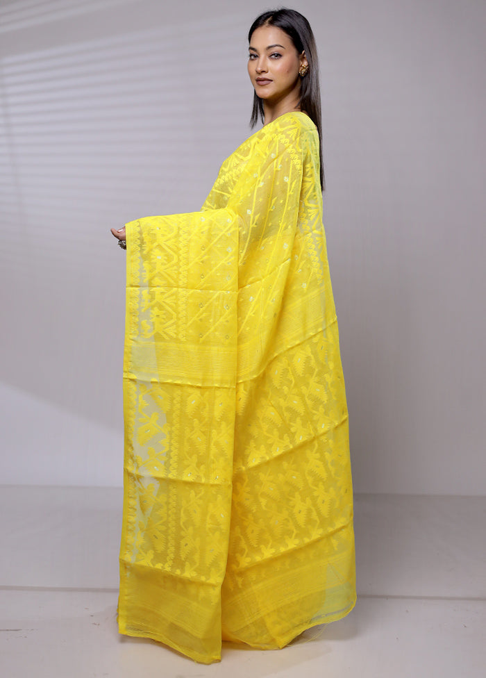 Yellow Tant Jamdani Saree Without Blouse Piece