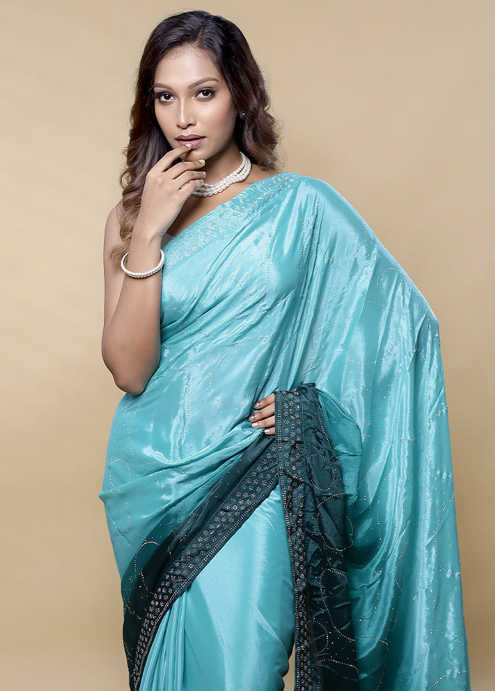 Green Chiffon Silk Saree With Blouse Piece - Indian Silk House Agencies