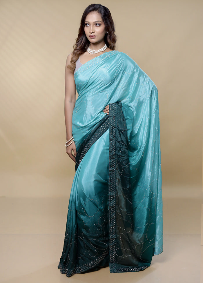 Green Chiffon Silk Saree With Blouse Piece - Indian Silk House Agencies